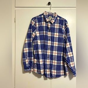 Womens LL Bean scotch plaid flannel shirt relaxed fit size 1x.